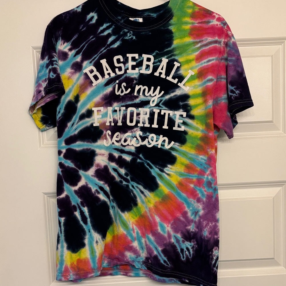 Colorful Tie-Dye Baseball Tee - Short Sleeve